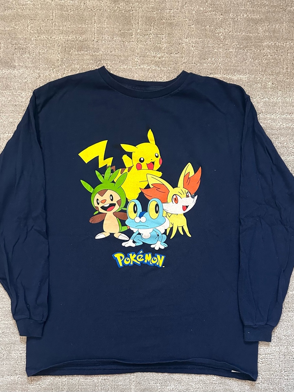 Navy Long-Sleeve Pokemon Kids Graphic Tee